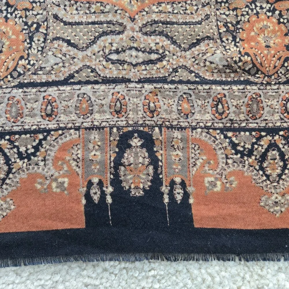 Large Lightweight Wool Scarf Earth Tones